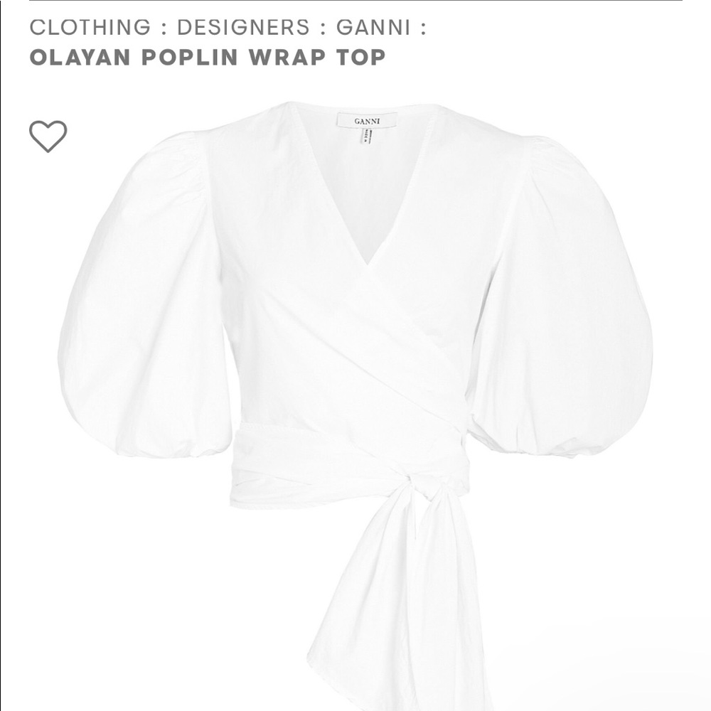 Ganni Olayan Poplin Wrap Top